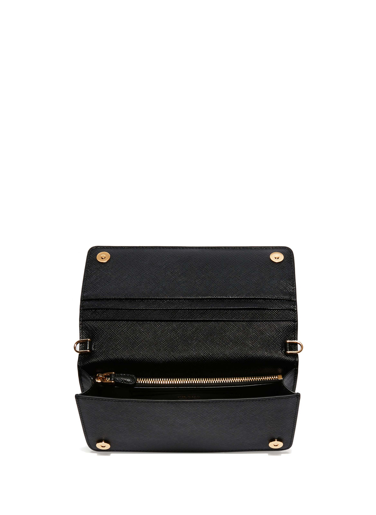 Prada Saffiano Mini Bag, Black Leather Clutch, 18.5cm