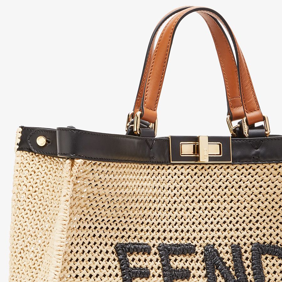 Fendi Peekaboo Medium Natural X-tote Raffia Bag