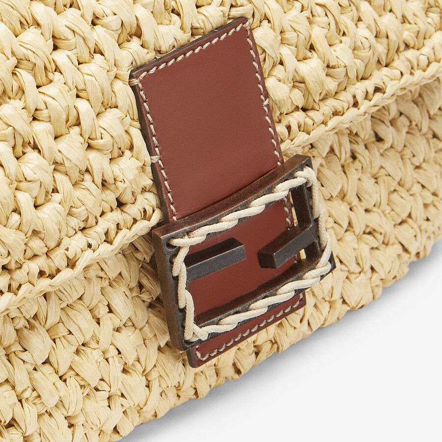 Fendi Baguette Medium Woven Straw Bag