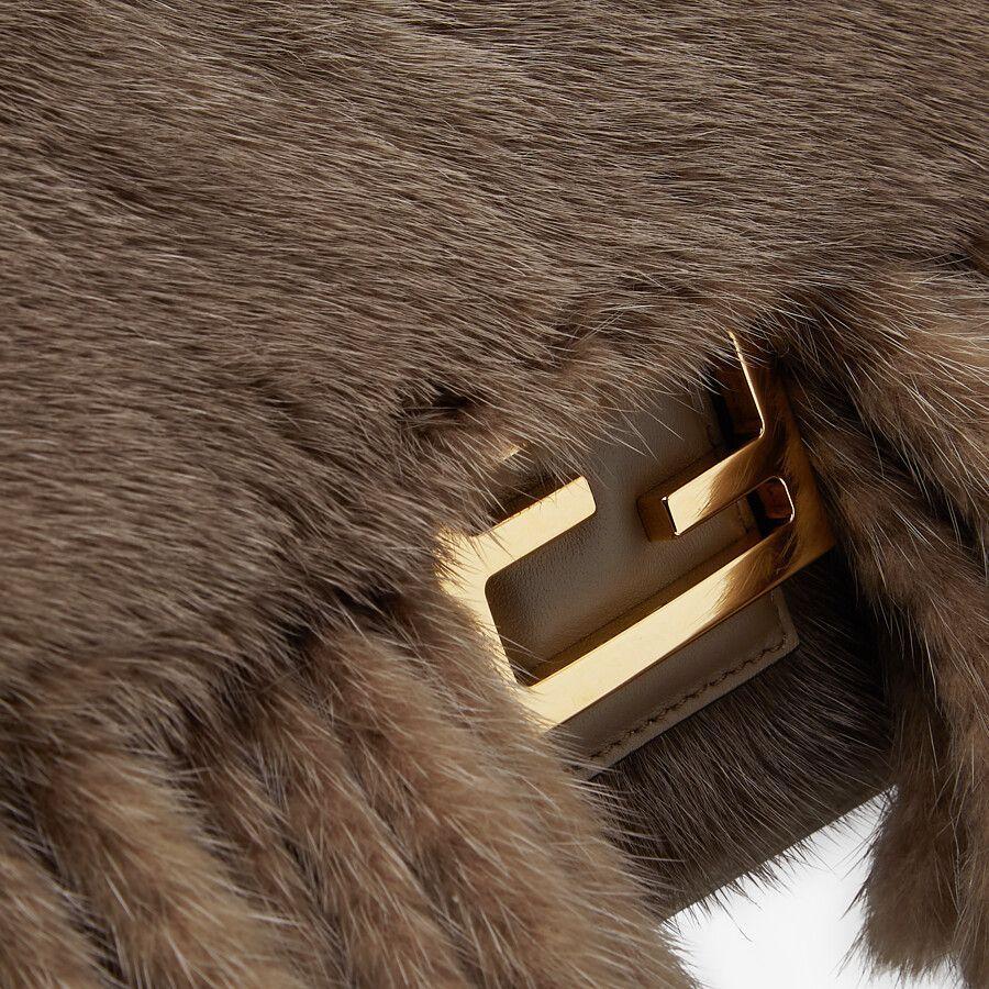 Fendi Baguette Medium Mink Bag With Fringing