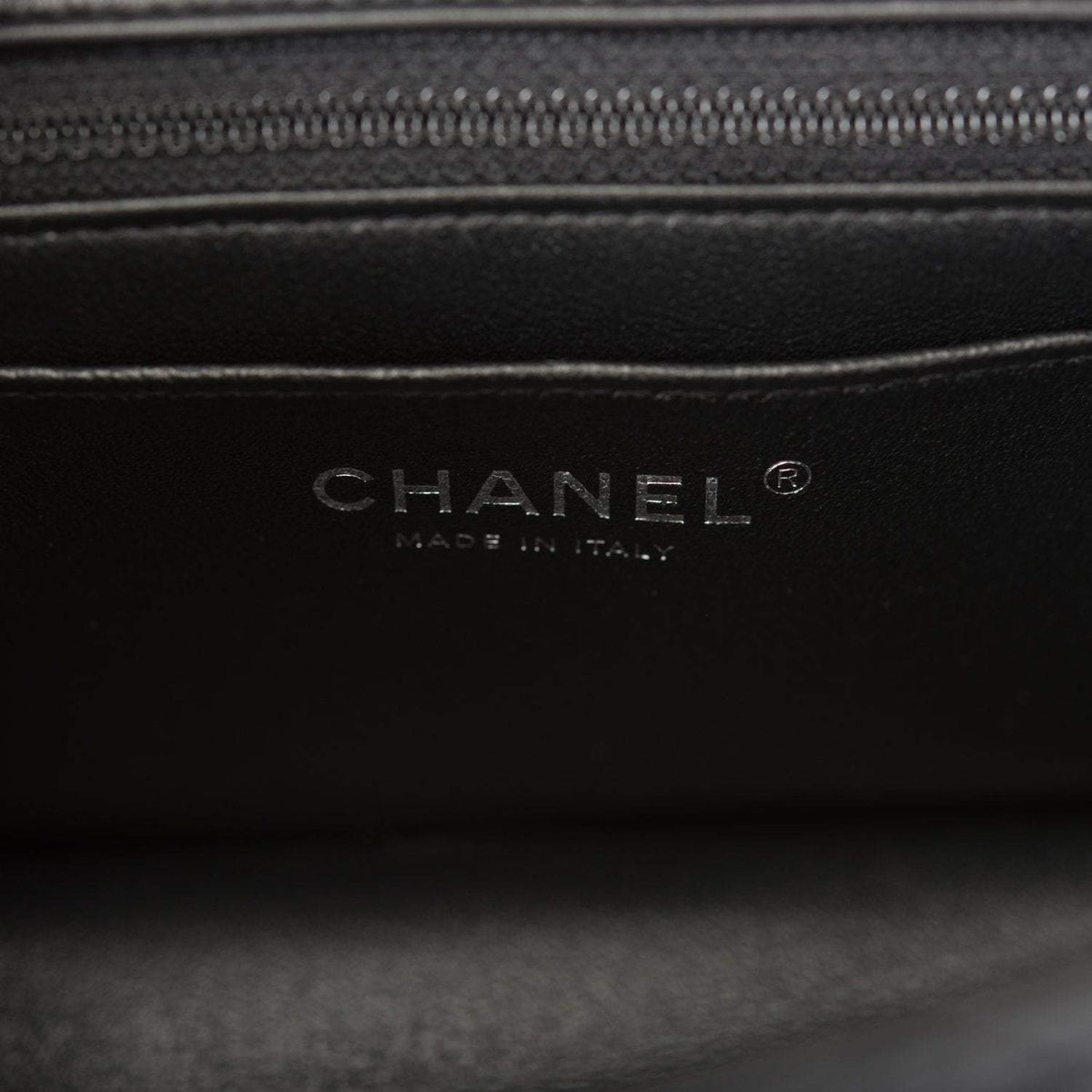 Chanel Mini Rectangular Flap Bag Black Lambskin Light Silver Hardware