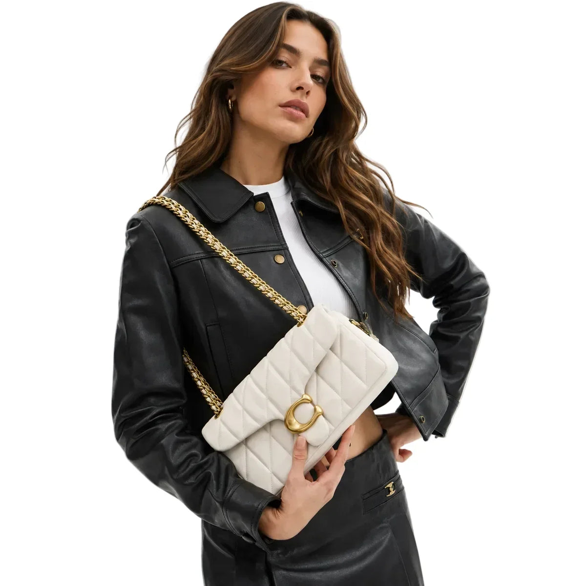 Coach Tabby Shoulder Bag 26 With Pillow Quilting- Brass/Chalk