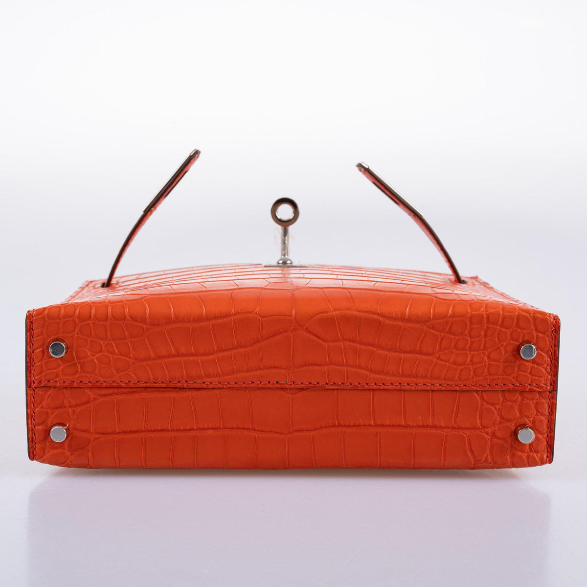 Hermes Mini Kelly 20, Poppy Matte Alligator, Palladium Hardware