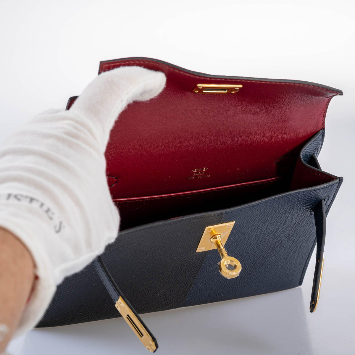 Hermes Mini Kelly 20 Sellier, Casaque Tri-Color, Gold Hardware