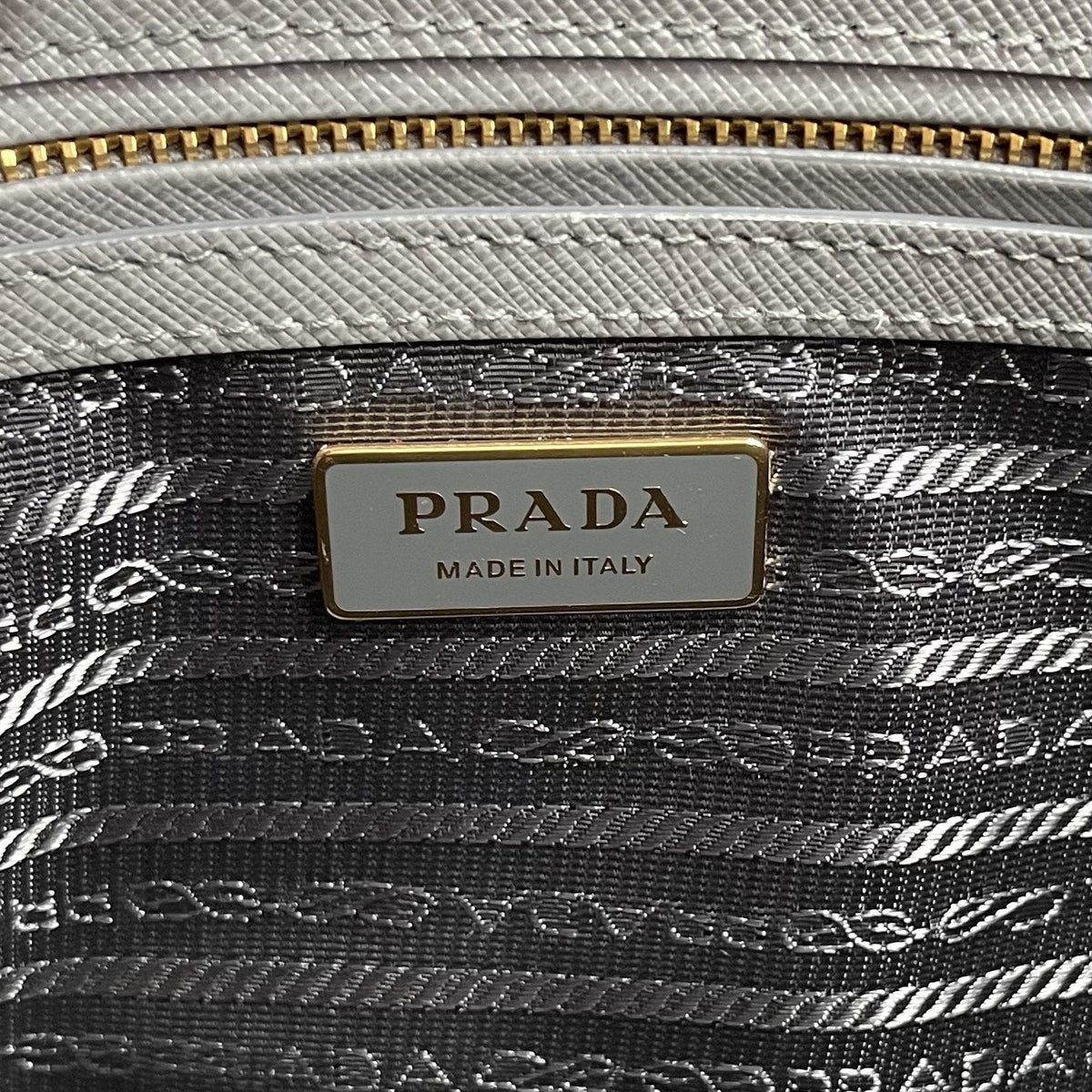 Prada Saffiano Tote, Small Grey Leather, Gold Hardware