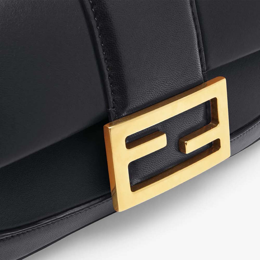 Fendi Mini Baguette Chain Black Nappa Leather Bag