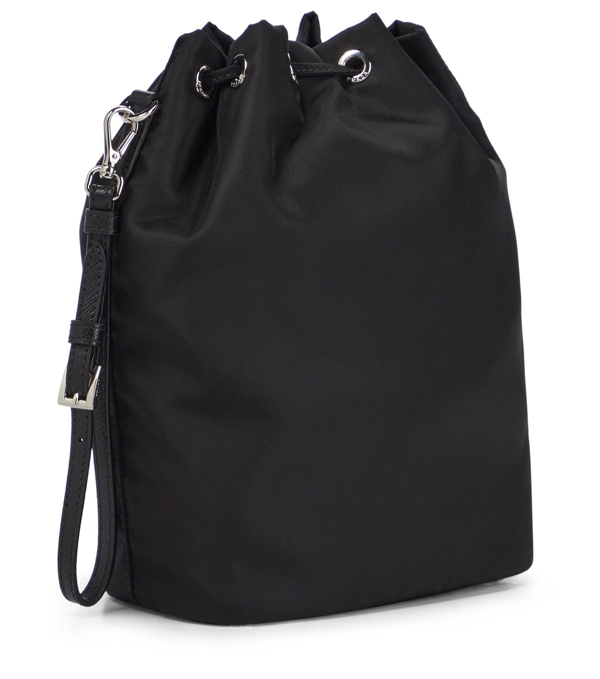 Prada Nylon Bucket Bag, Mini Nero Drawstring Top