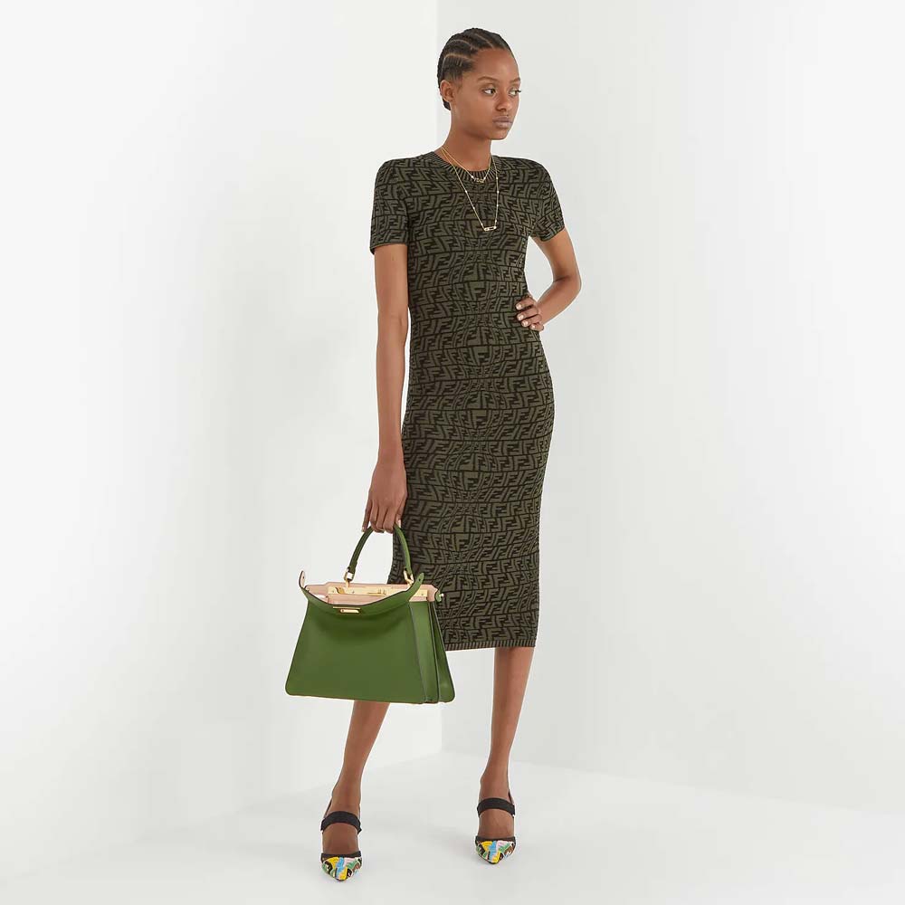 Fendi Peekaboo ISeeU Medium Green Leather Bag