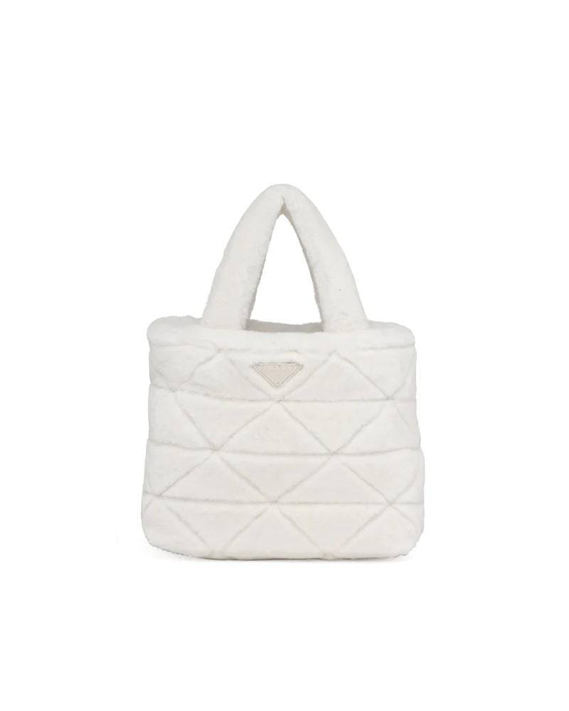 Prada Shearling Tote Bag, Triangle Logo, Adjustable Strap