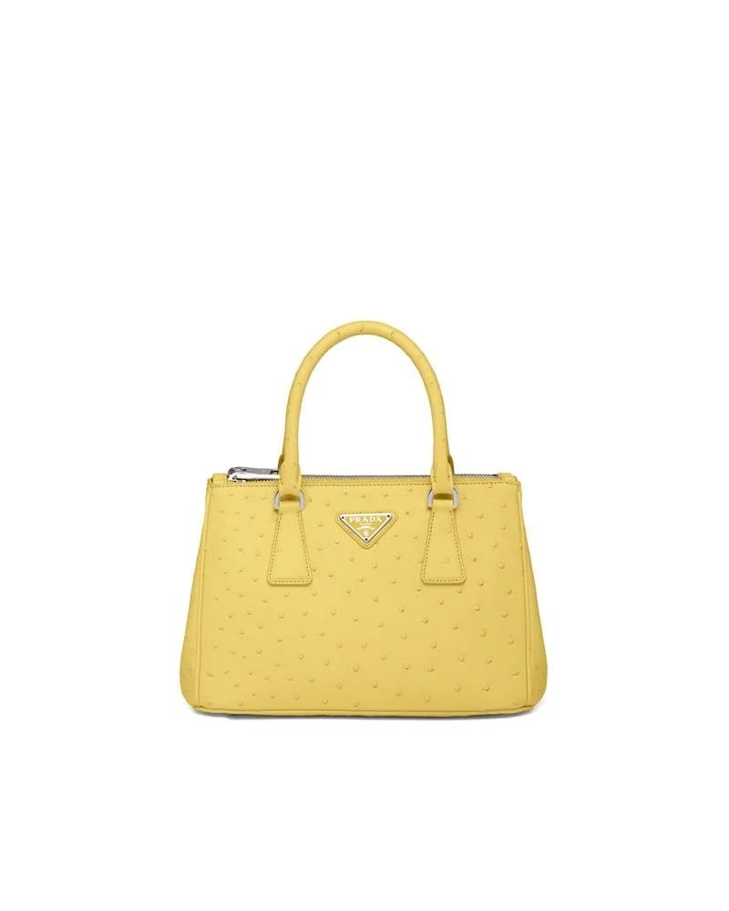 Prada Galleria Ostrich Bag, Small Leather Handbag, Designer