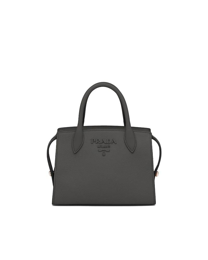 Prada Saffiano Handbag, Two-Handle Leather Monochrome Bag
