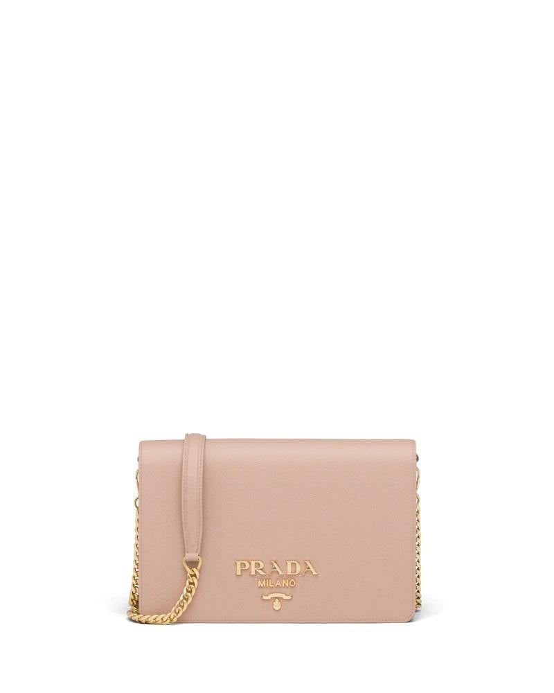 Prada Saffiano Mini Bag, Leather Shoulder Strap, Chain