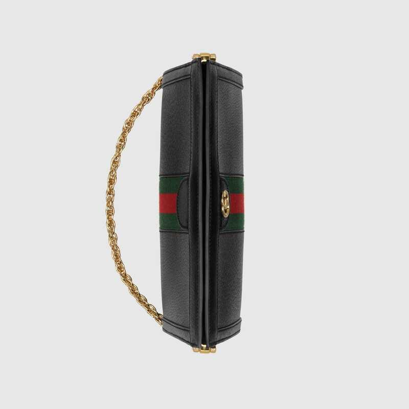 Black Ophidia Shoulder Bag, Small Gucci Leather, Gold Hardware