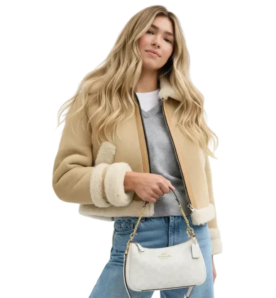 Coach Teri Shoulder Bag In Signature Canvas - Gold/White