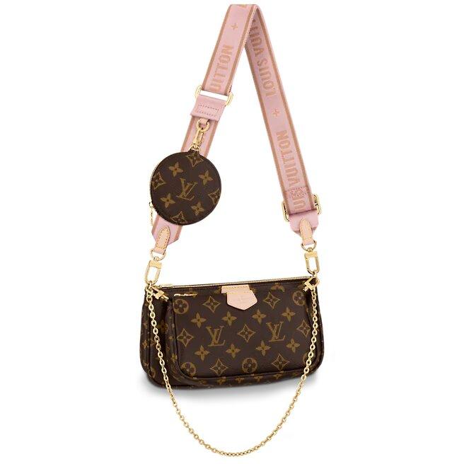 LV Multi Pochette, Monogram Canvas Crossbody Bag, Pink
