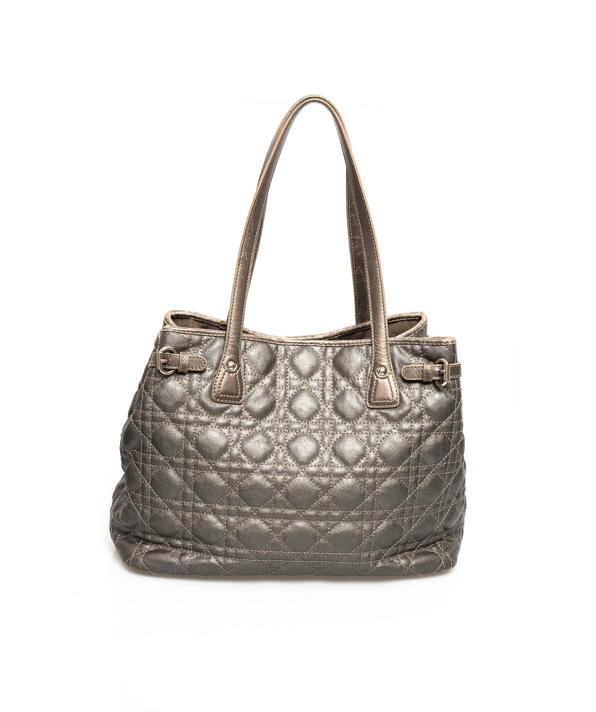 Dior Cannage Tote, Grey Canvas Top Handle, 33cm