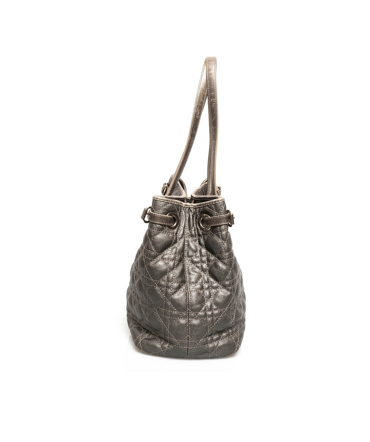 Dior Cannage Tote, Grey Canvas Top Handle, 33cm