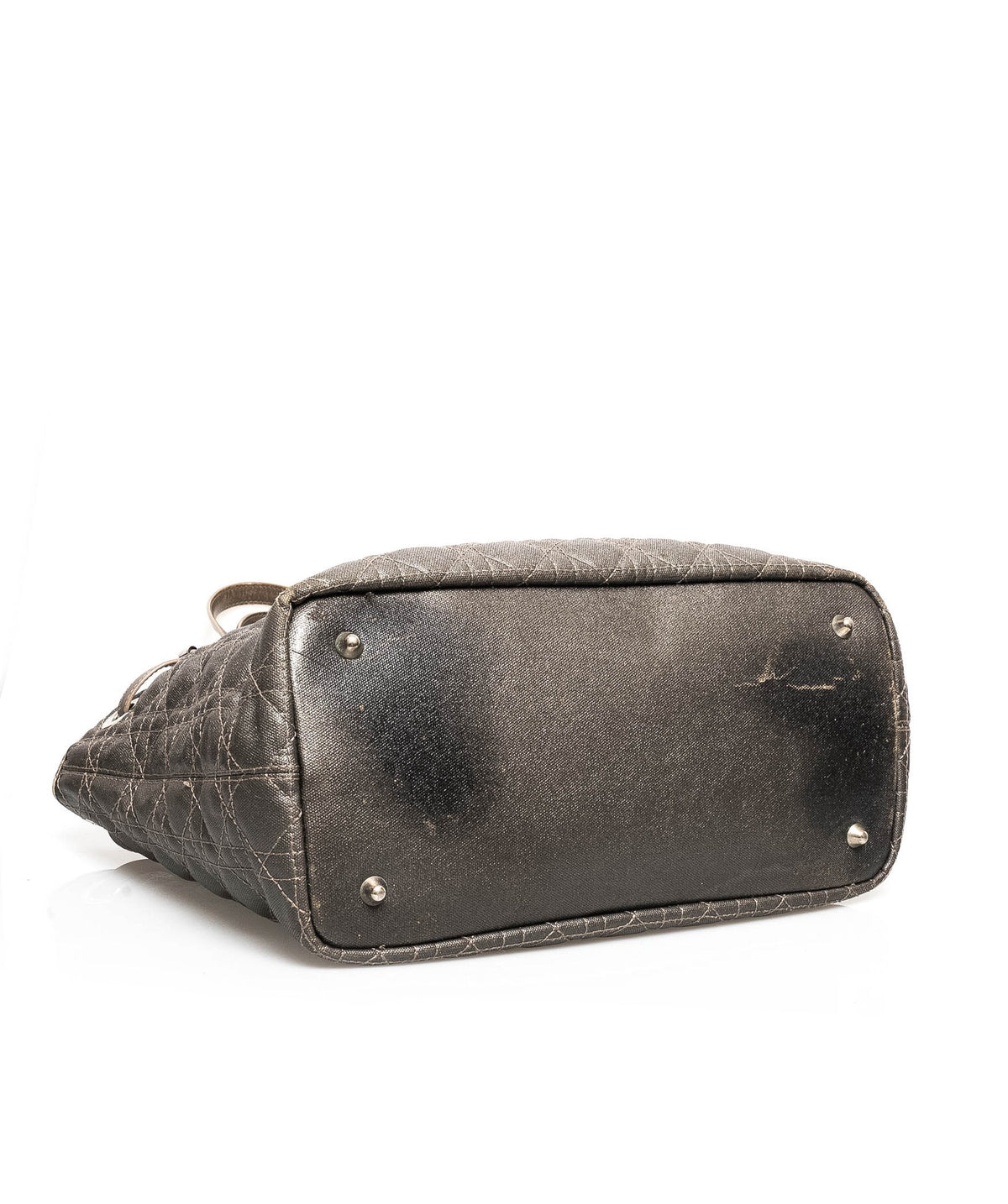 Dior Cannage Tote, Grey Canvas Top Handle, 33cm