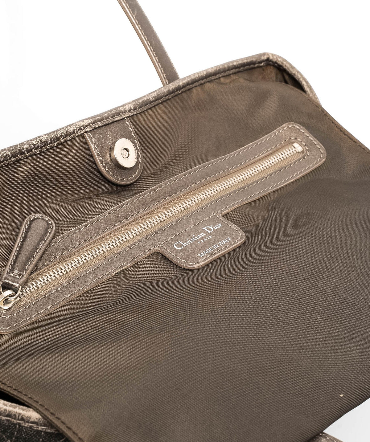 Dior Cannage Tote, Grey Canvas Top Handle, 33cm