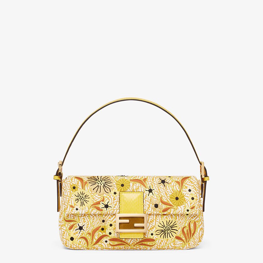 Fendi Baguette 1997 Medium FF Vertigo Jacquard Bag With Embroidery