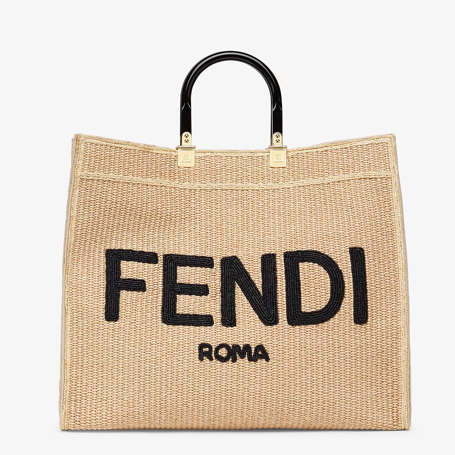 Fendi Sunshine Shopper Large Woven Straw Bag