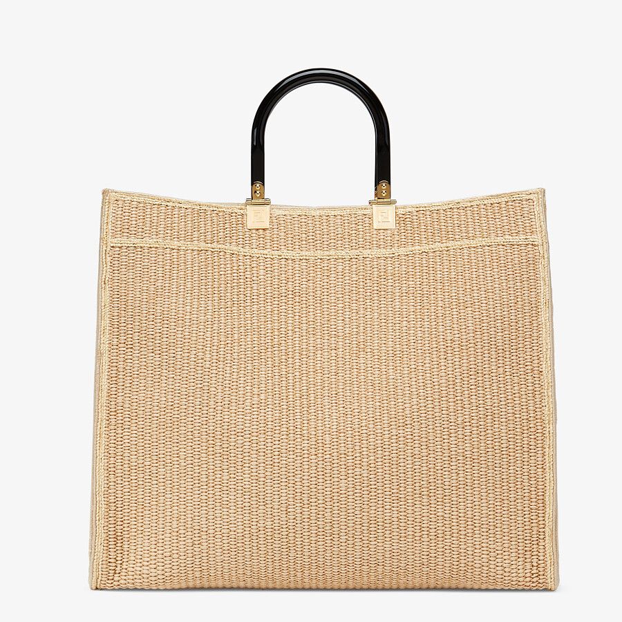 Fendi Sunshine Shopper Large Woven Straw Bag