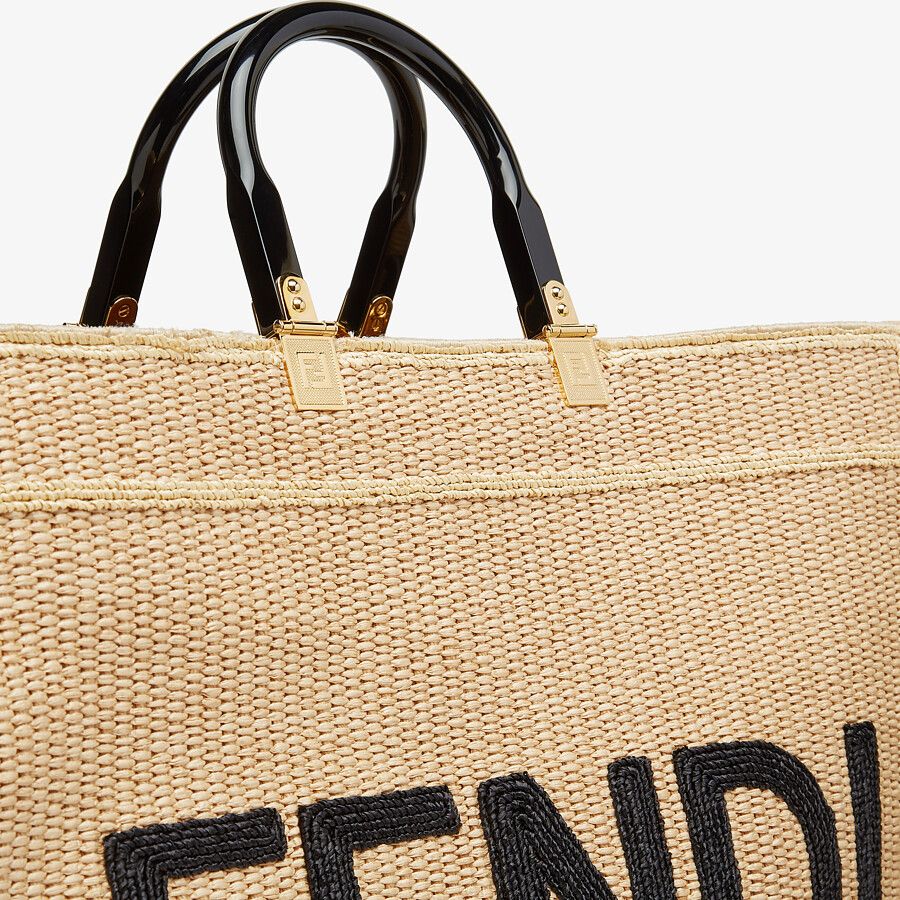 Fendi Sunshine Shopper Large Woven Straw Bag