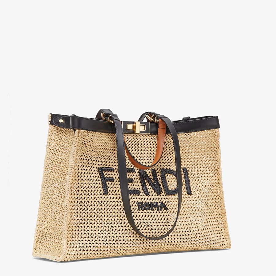 Fendi Peekaboo Medium Natural X-tote Raffia Bag