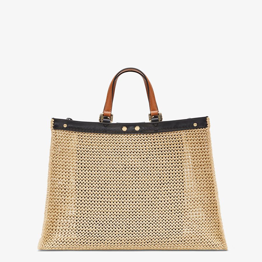 Fendi Peekaboo Medium Natural X-tote Raffia Bag