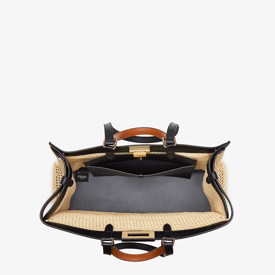 Fendi Peekaboo Medium Natural X-tote Raffia Bag