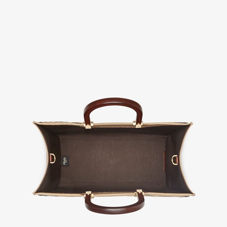 Fendi Sunshine Shopper Medium Beige Canvas Bag