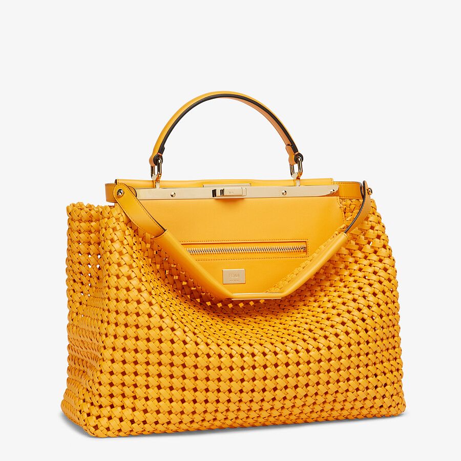 Fendi Peekaboo Large Orange Braided Leather Bag