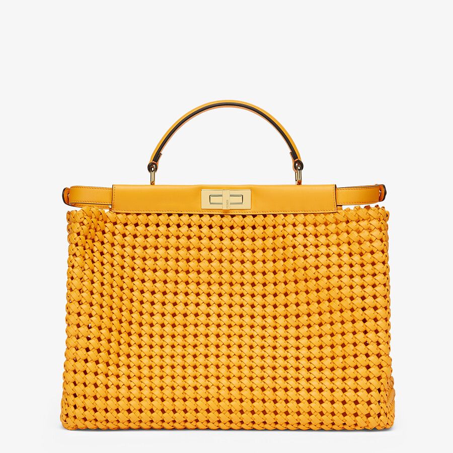 Fendi Peekaboo Large Orange Braided Leather Bag