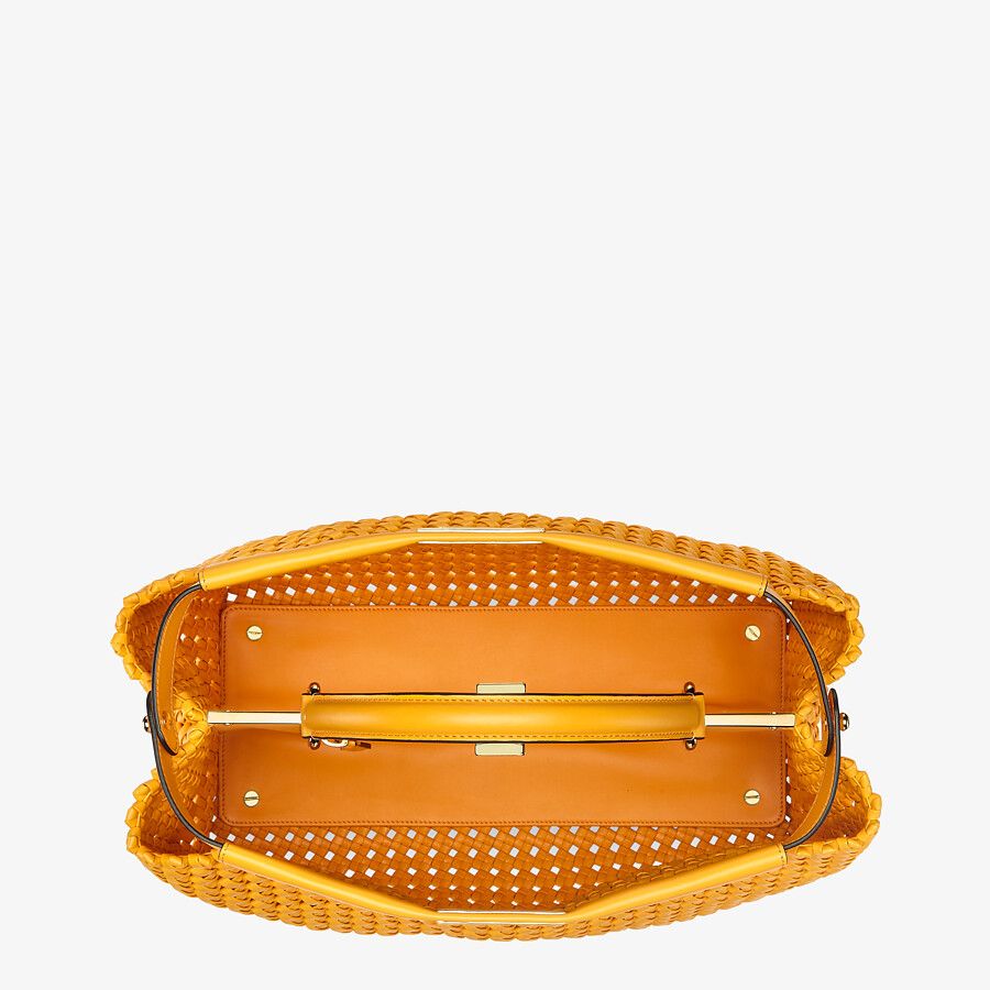Fendi Peekaboo Large Orange Braided Leather Bag