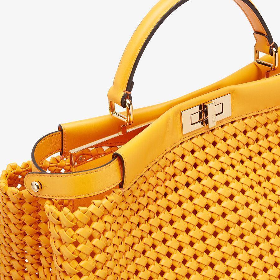 Fendi Peekaboo Large Orange Braided Leather Bag