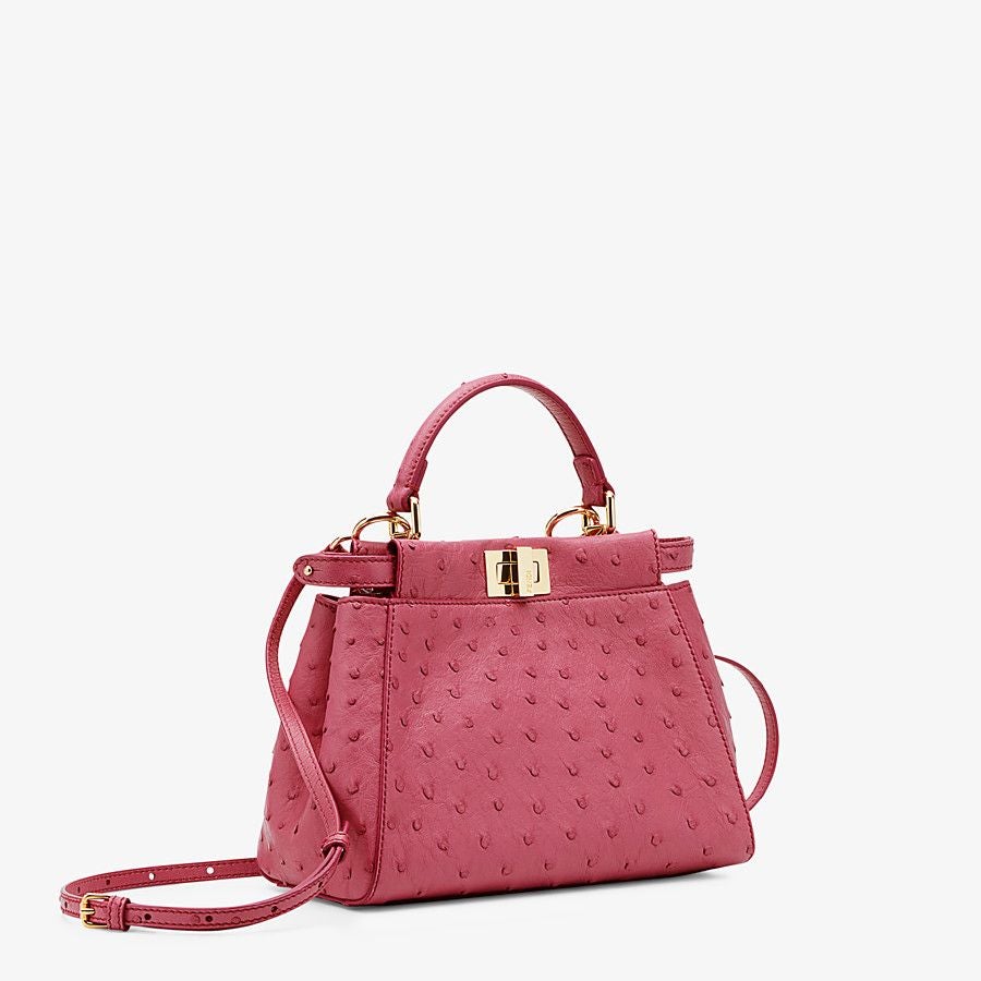 Fendi Peekaboo Small Ostrich Leather Bag