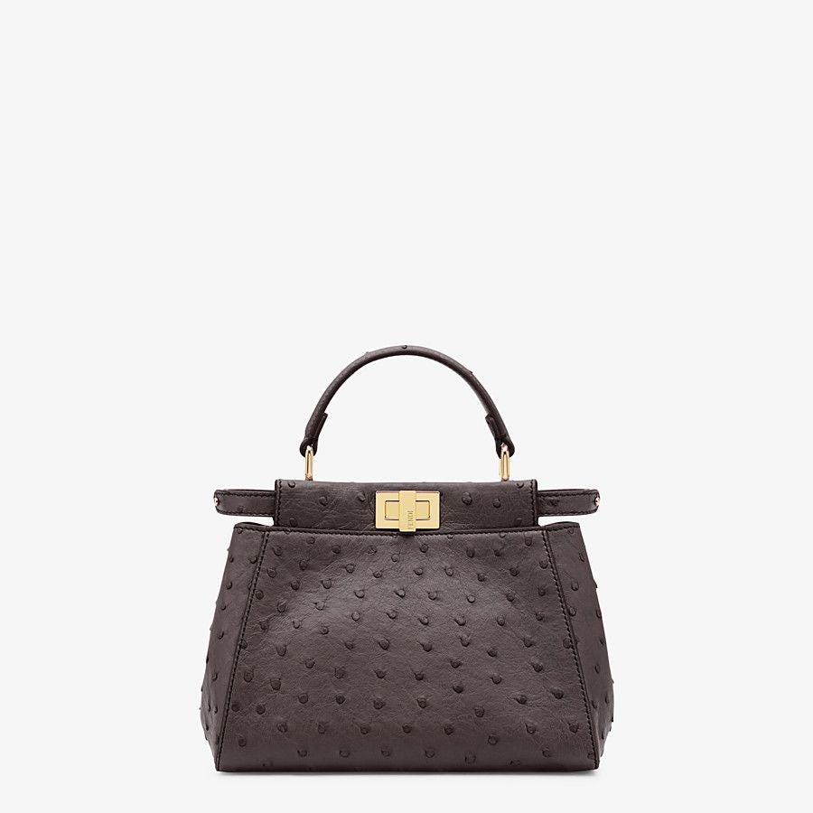 Fendi Peekaboo Small Ostrich Leather Bag