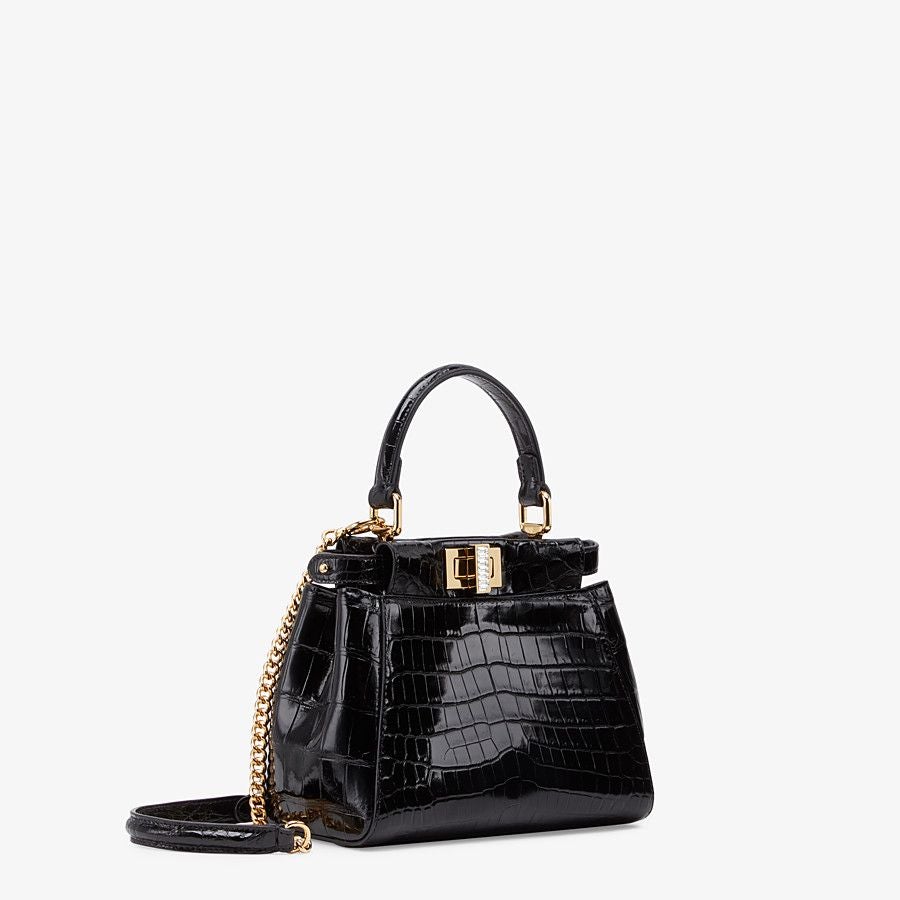 Fendi XS Peekaboo Black Crocodile Mini-bag