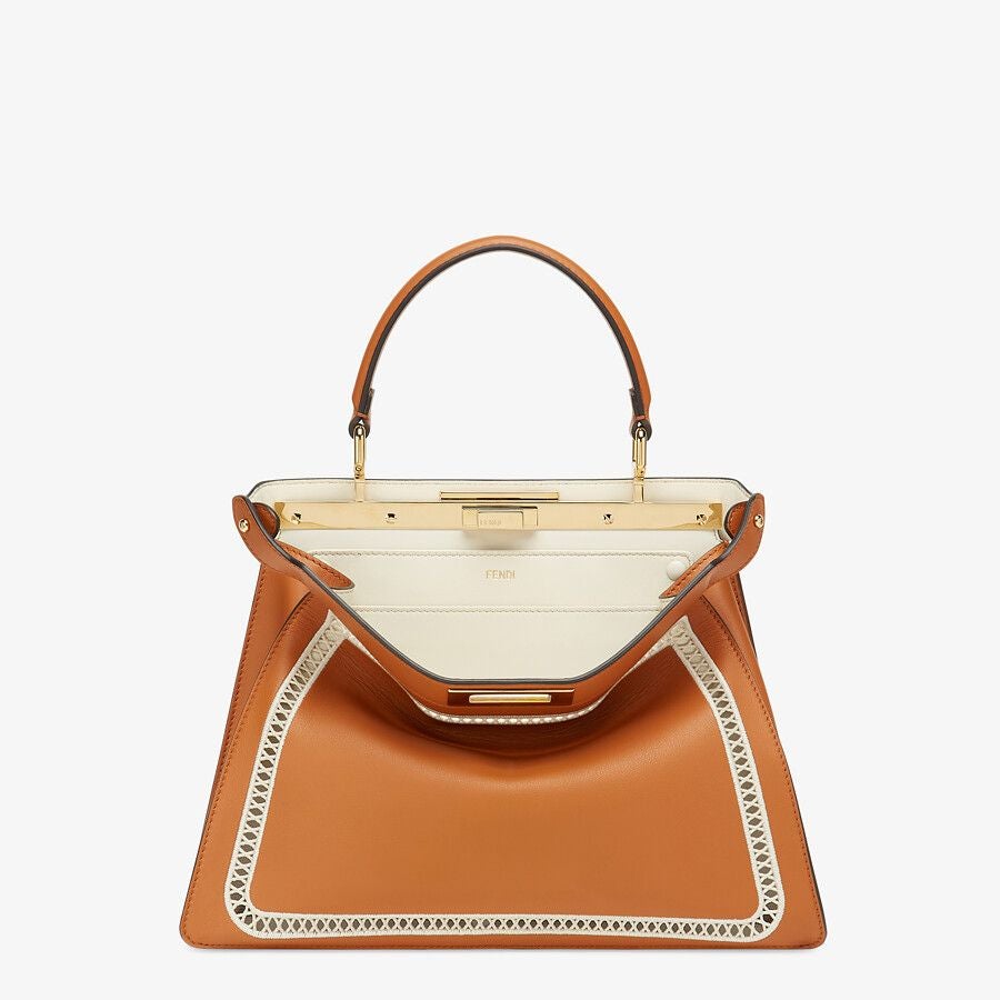 Fendi Peekaboo ISeeU Medium Brown Embroidered Leather Bag