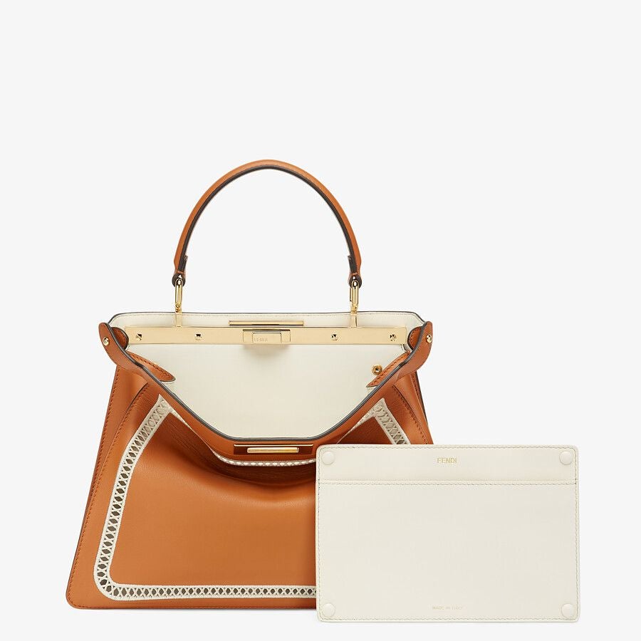 Fendi Peekaboo ISeeU Medium Brown Embroidered Leather Bag