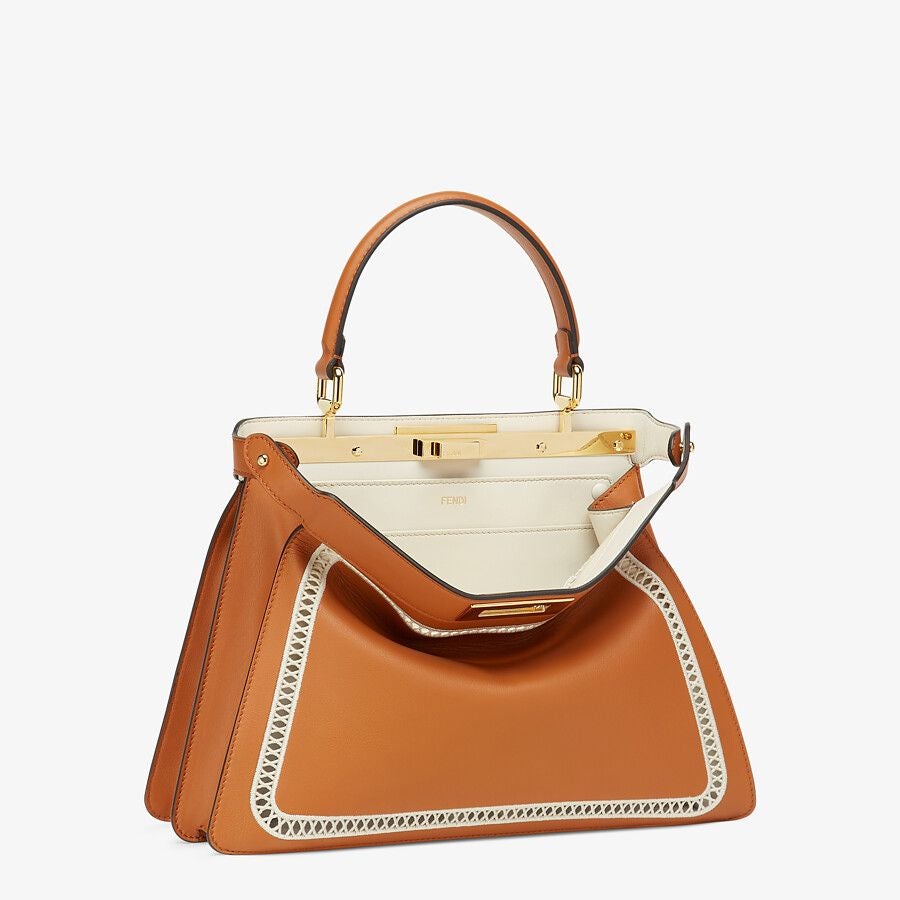 Fendi Peekaboo ISeeU Medium Brown Embroidered Leather Bag