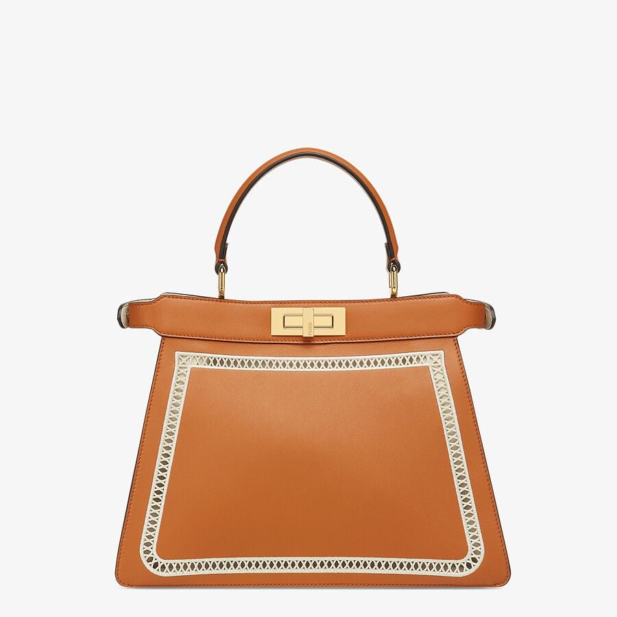 Fendi Peekaboo ISeeU Medium Brown Embroidered Leather Bag