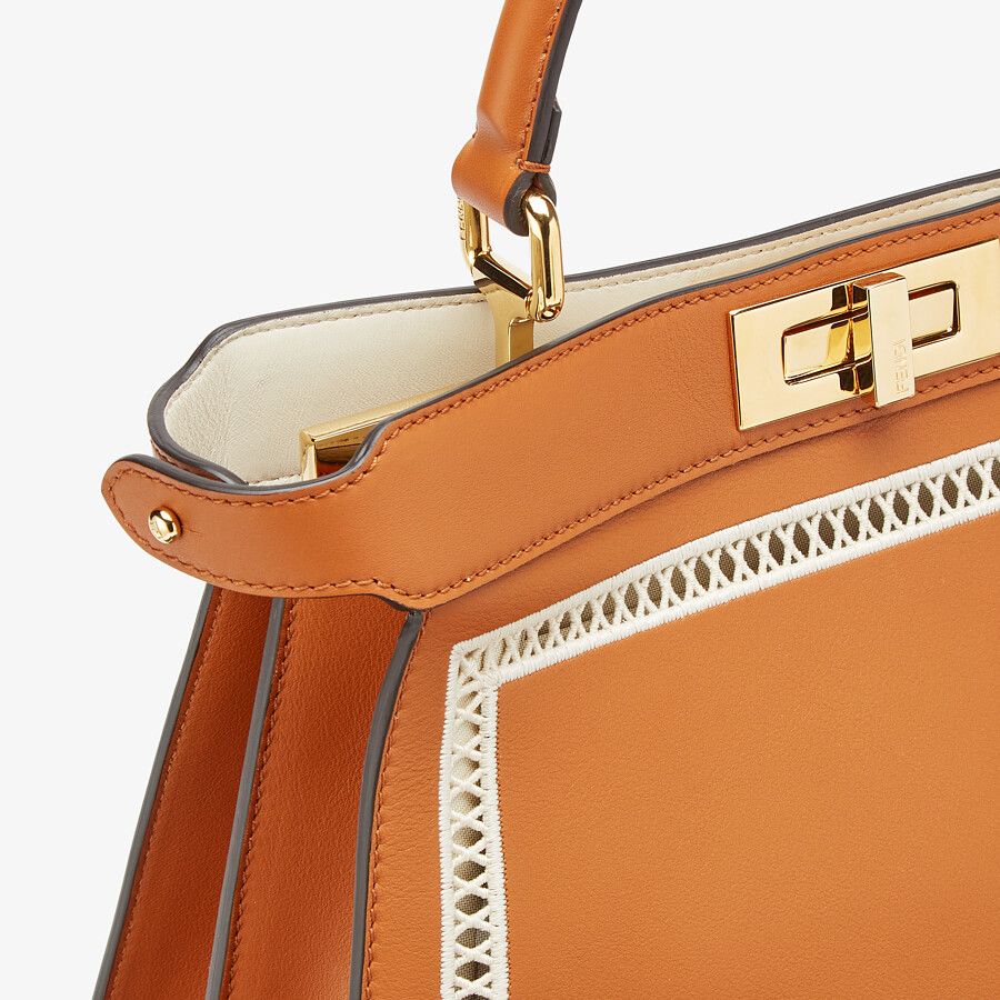 Fendi Peekaboo ISeeU Medium Brown Embroidered Leather Bag