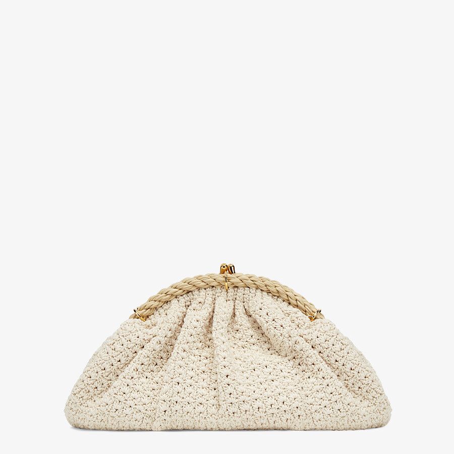 Fendi White Cotton-crochet Pochette Bag