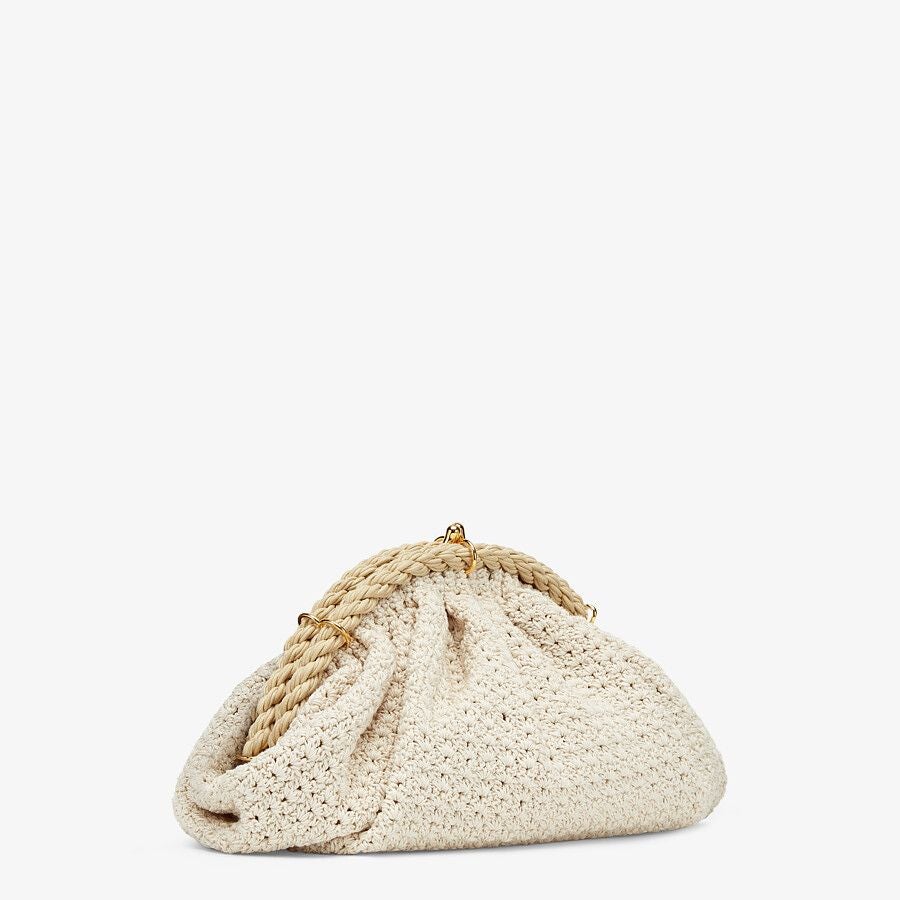 Fendi White Cotton-crochet Pochette Bag