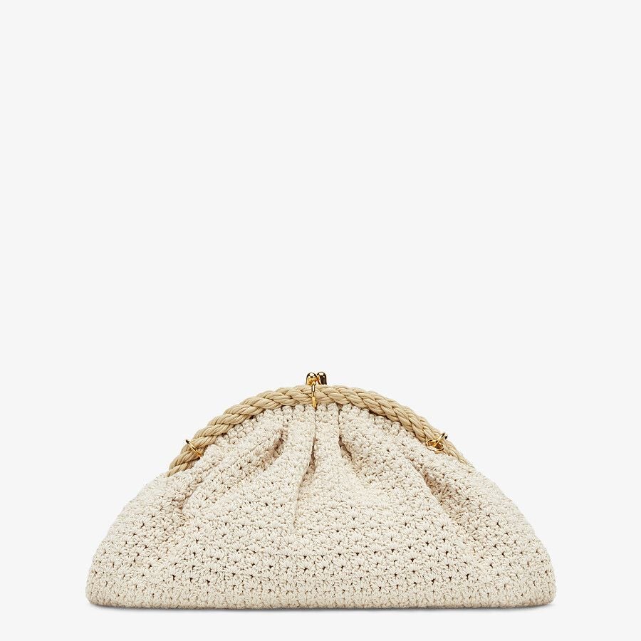 Fendi White Cotton-crochet Pochette Bag