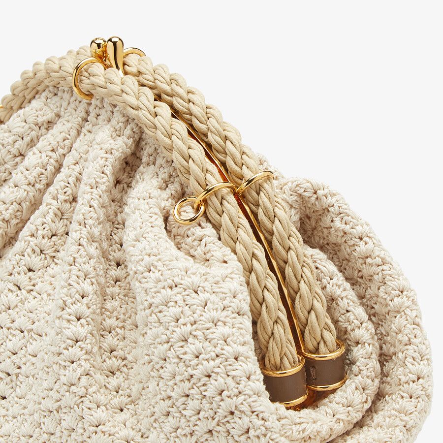 Fendi White Cotton-crochet Pochette Bag