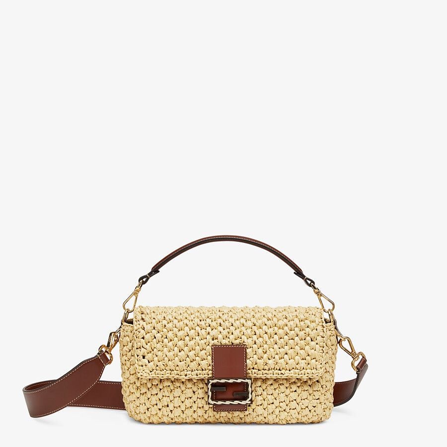 Fendi Baguette Medium Woven Straw Bag