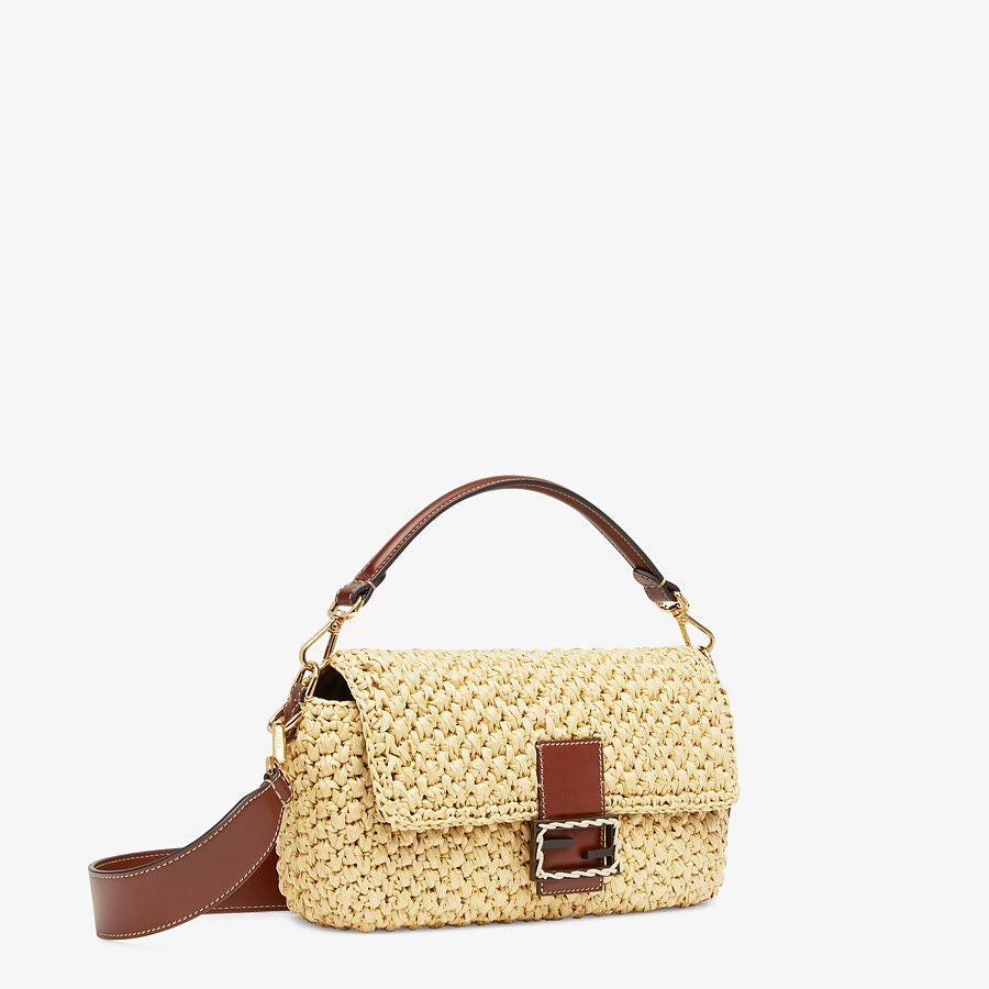 Fendi Baguette Medium Woven Straw Bag