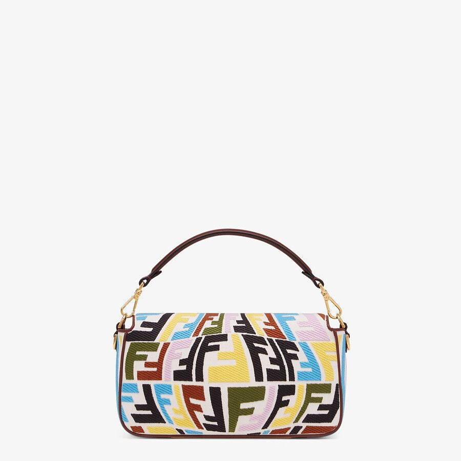 Fendi Baguette Medium Multicolor Embroidered Canvas Bag